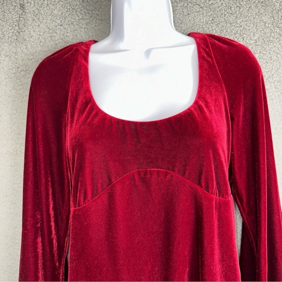 Vici Top Womens XL Burgundy Walker Velvet Scoop Neck Bodysuit Open Back Cutout - Picture 2 of 11